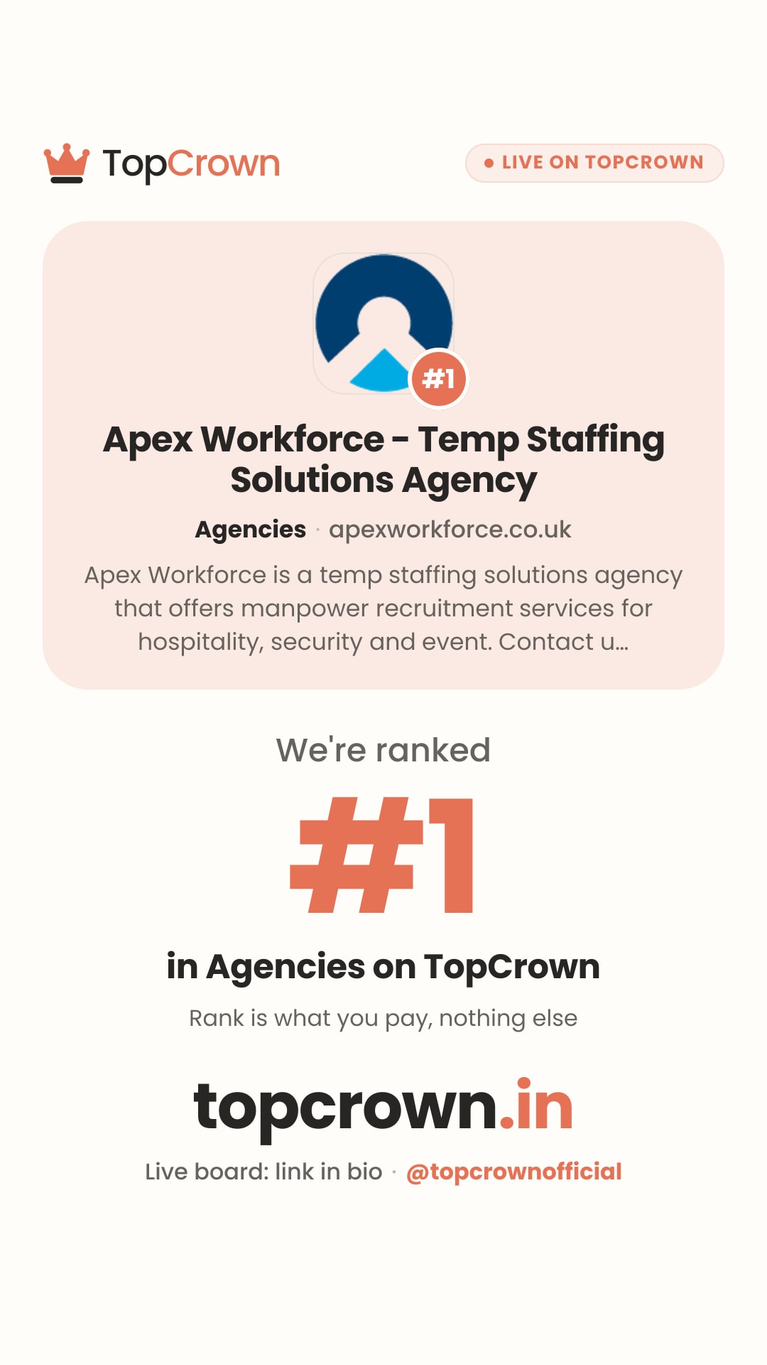 Your TopCrown rank as an Instagram story