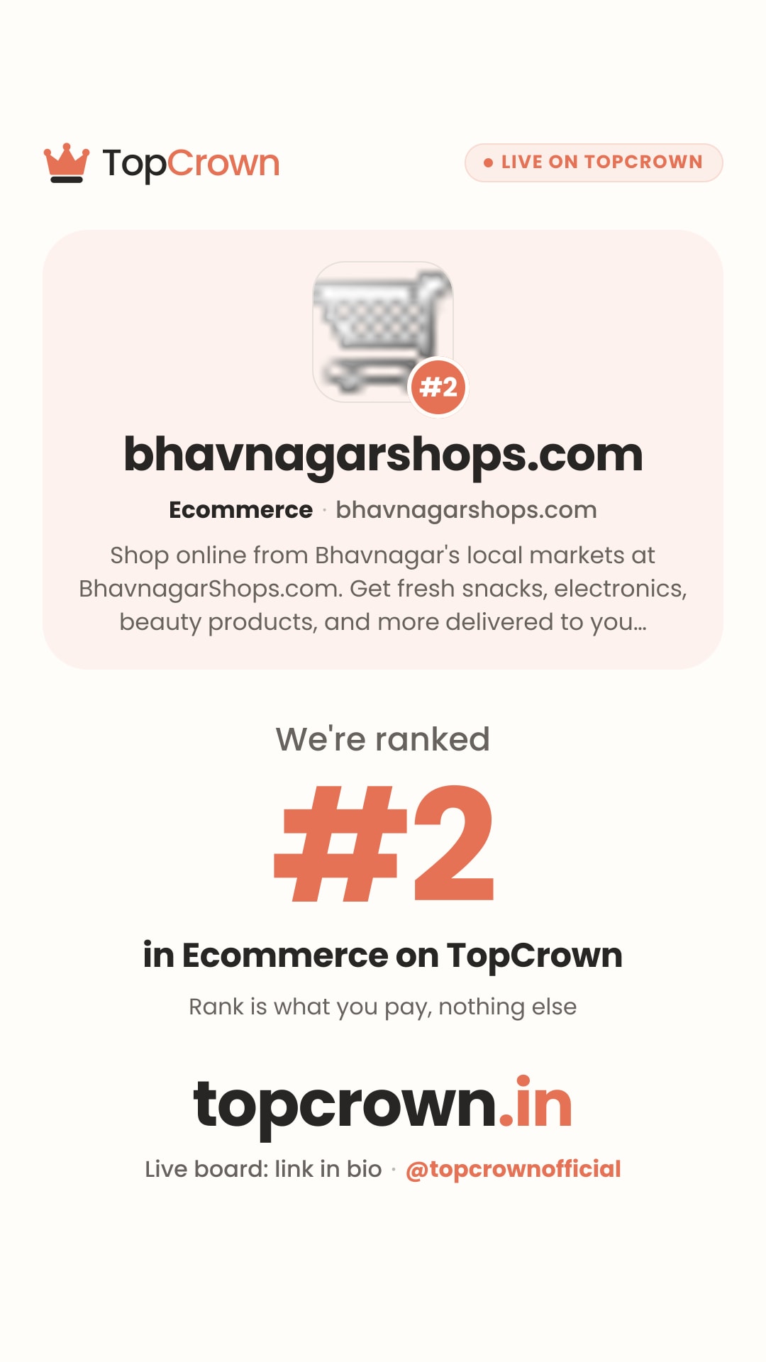 Your TopCrown rank as an Instagram story