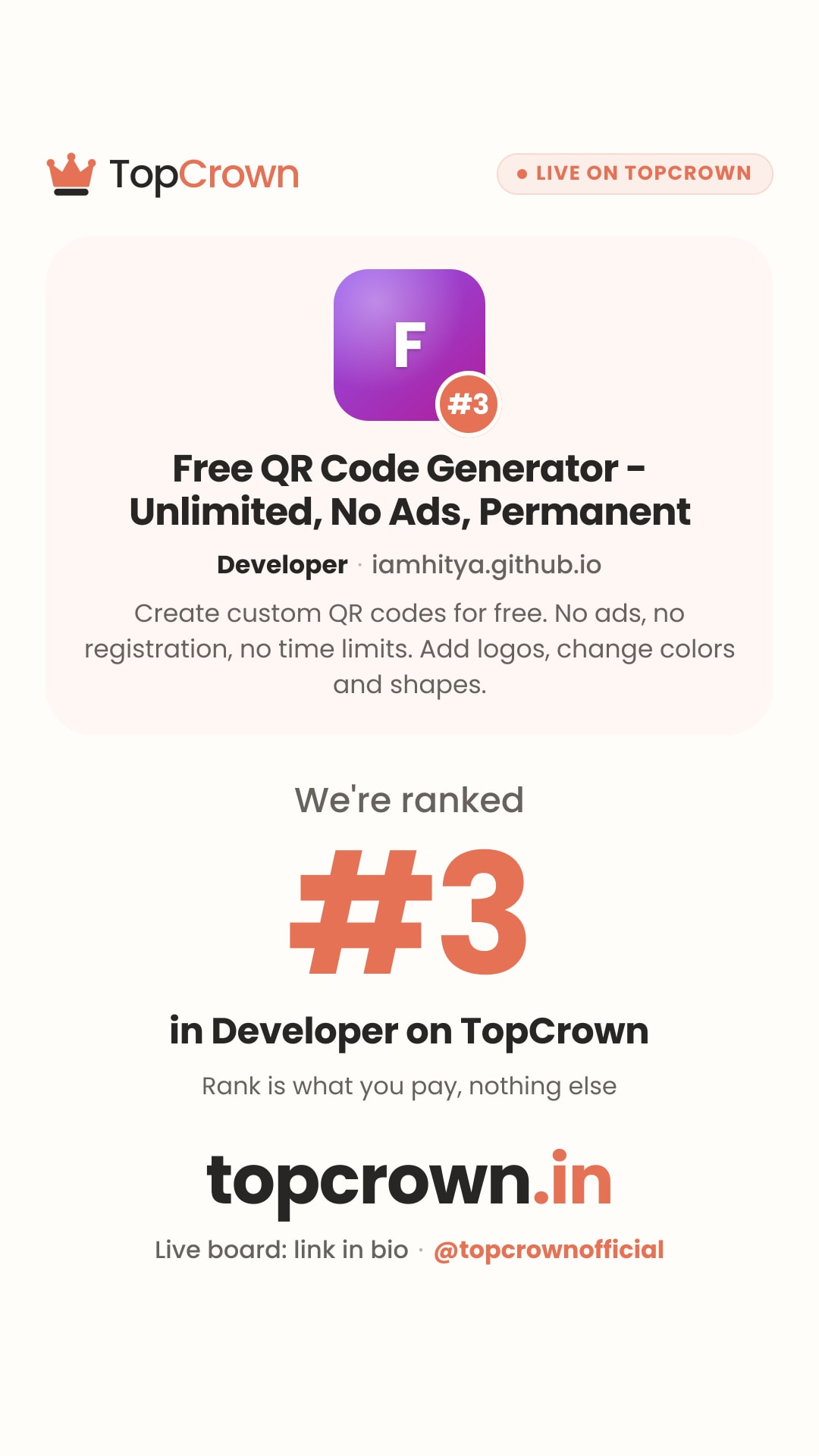 Your TopCrown rank as an Instagram story