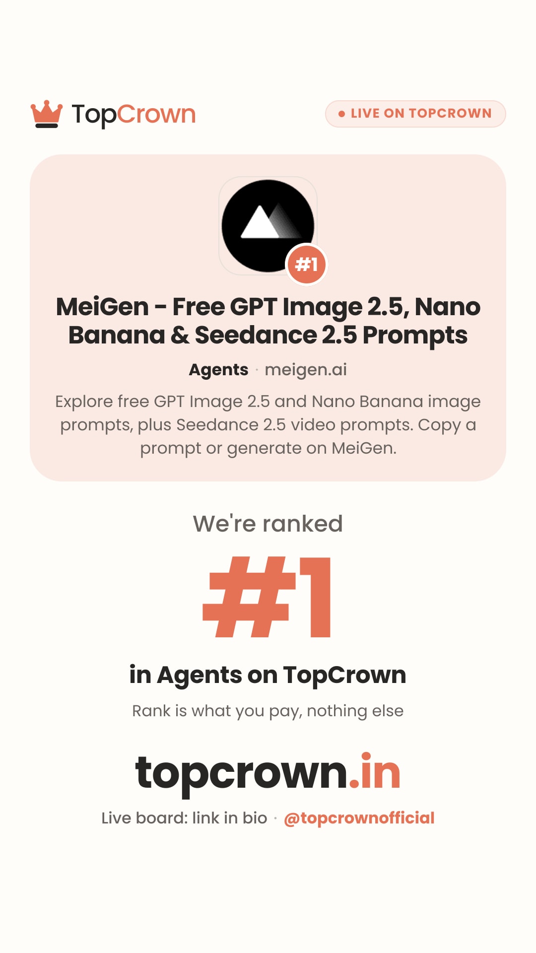 Your TopCrown rank as an Instagram story