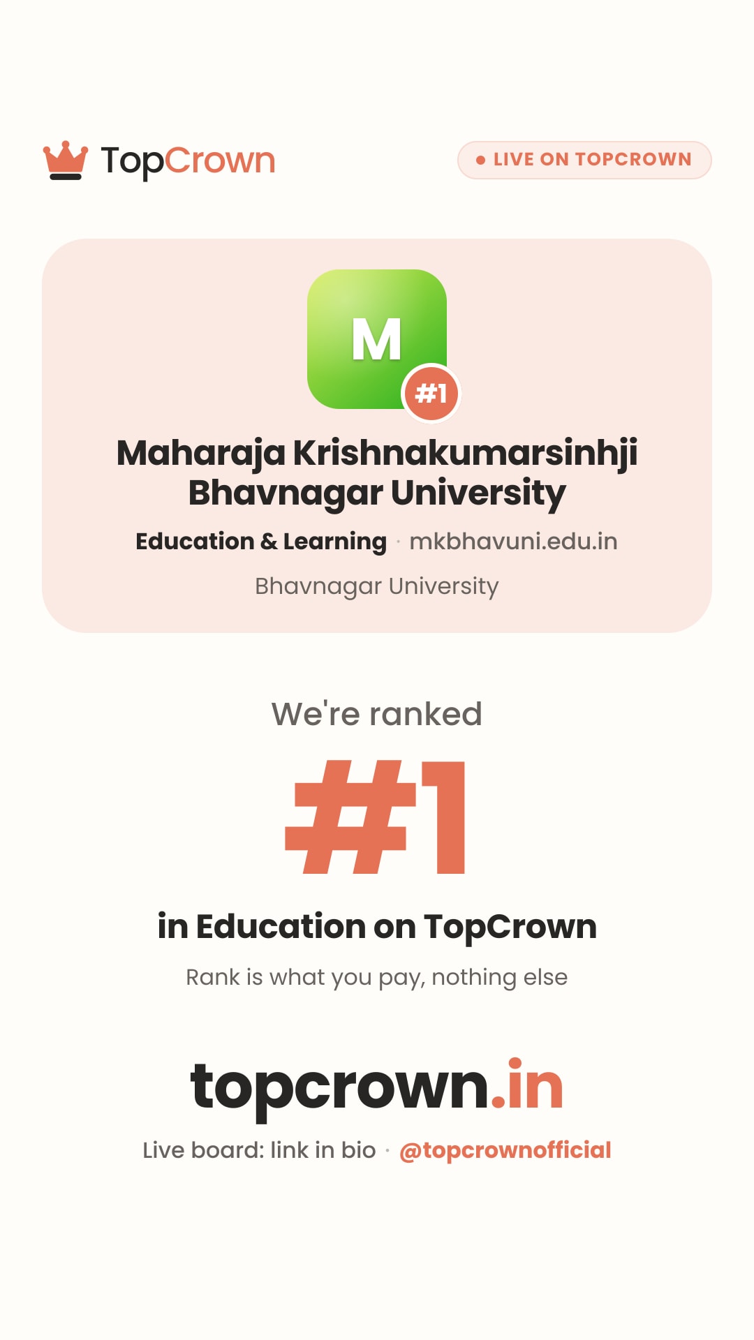 Your TopCrown rank as an Instagram story