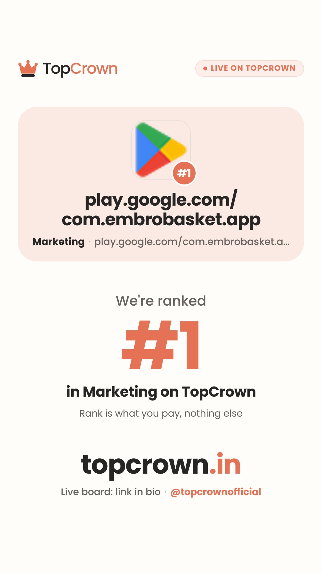 Your TopCrown rank as an Instagram story